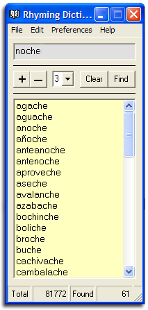 Rhyming Dictionary English, French, Spanish, German, Portuguese, Romanian, Italian